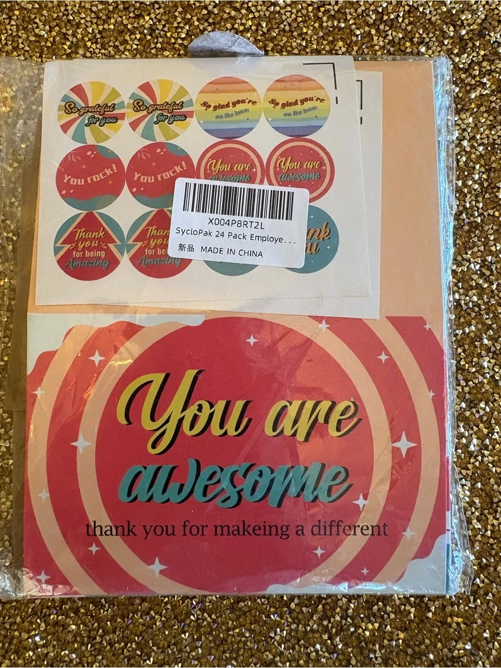 You Are Awesome NWT Thank You Cards Set - Multicolor. Set of 24 cards, envelopes